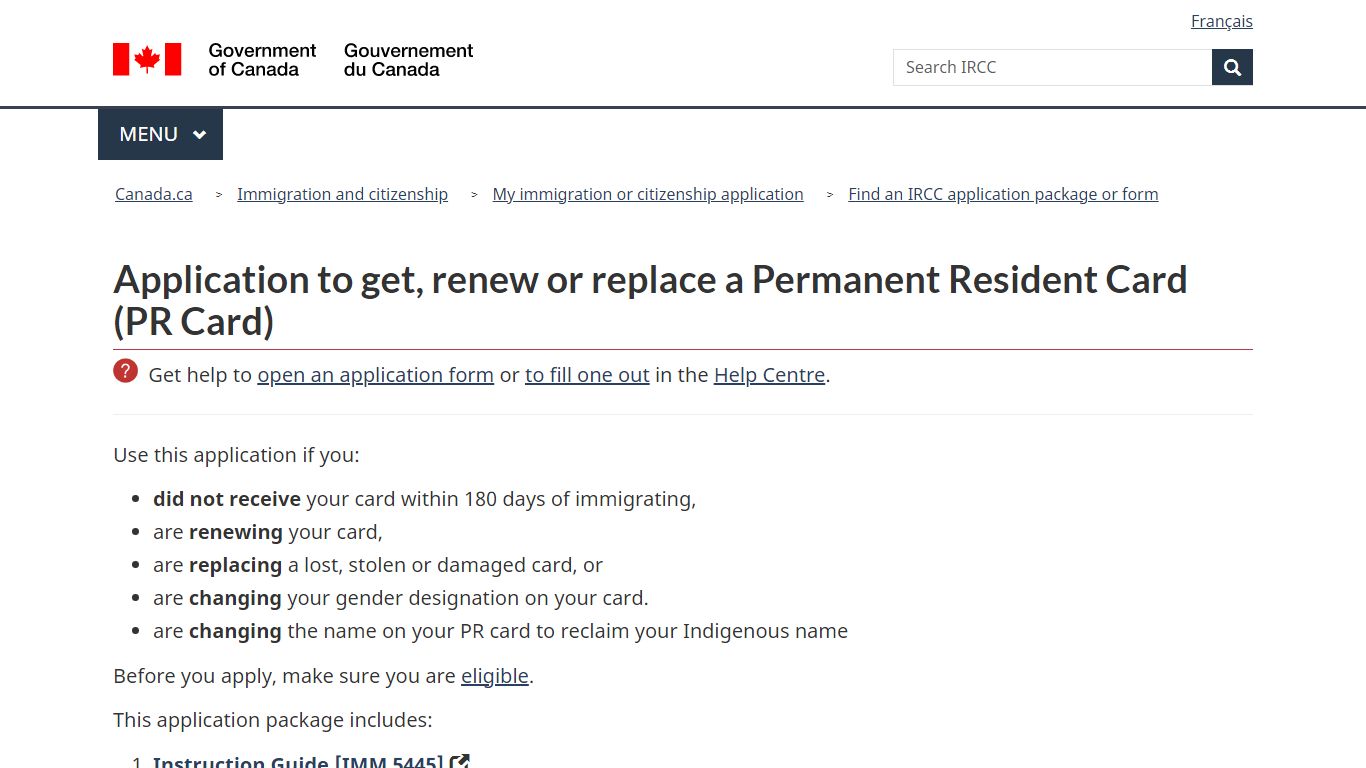 Application to get, renew or replace a Permanent Resident Card ... - Canada
