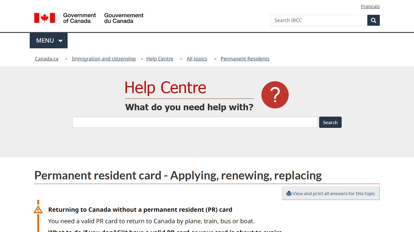 Permanent resident card - Applying, renewing, replacing
